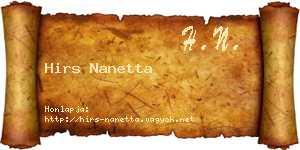 Hirs Nanetta névjegykártya